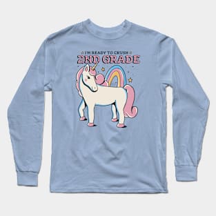 Ready to Crush 2nd Grade Cute Unicorn Back to School Second Grade Long Sleeve T-Shirt